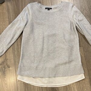 Halogen Light Gray Layered-Hem Knit Sweater